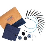 Набор спиц съемных мини "Denim Indigo Wood Mini", длина 5см, 7 размеров, KnitPro, 20645